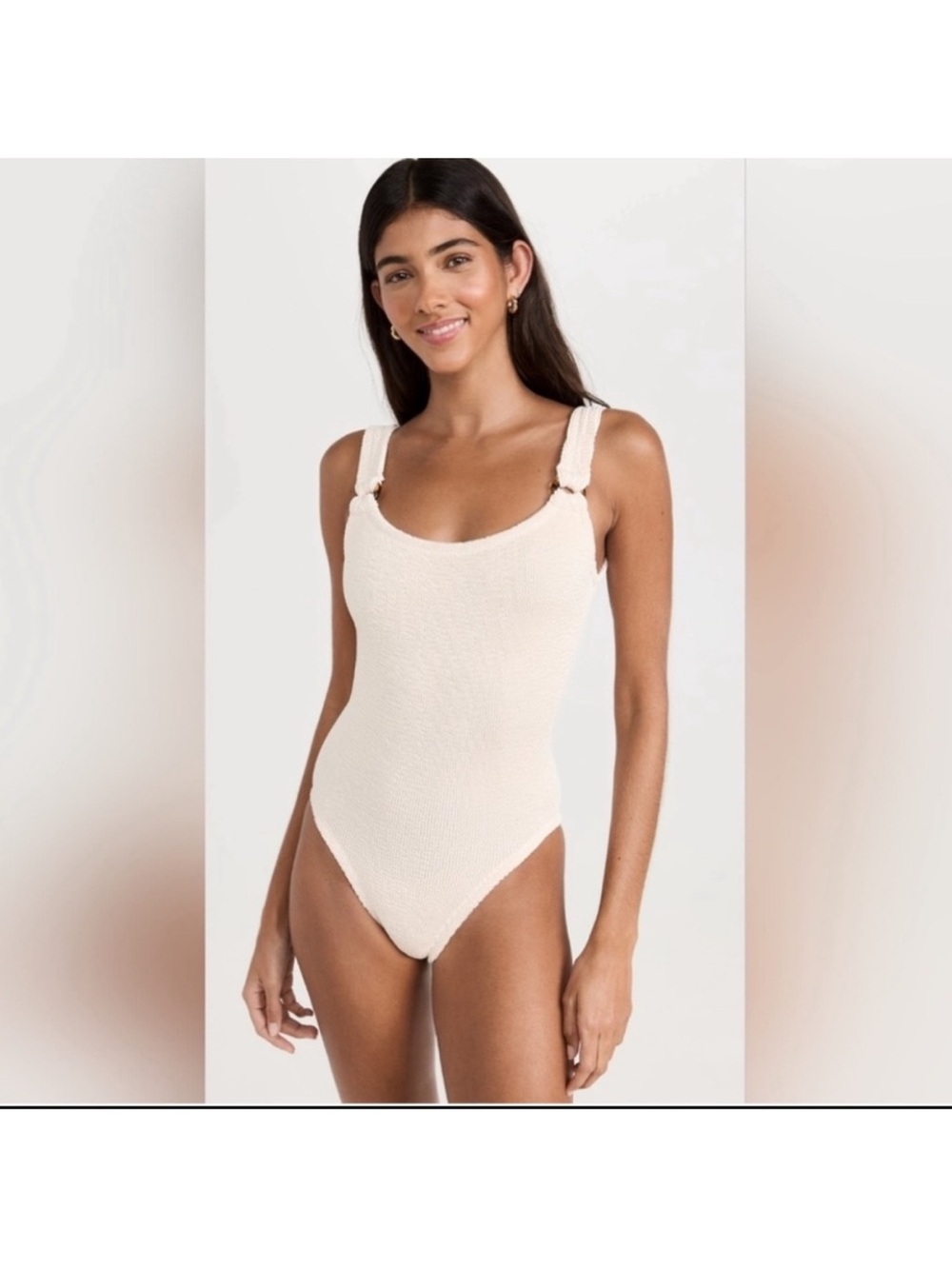HUNZA G Isolde Domino High-Leg One-Piece Swimsuit Ivory Blush
OS NWOT - Picture 2 of 10